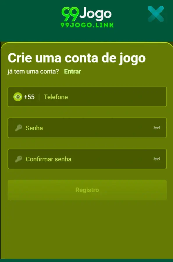 Registro no 99Jogo cassino de forma rápida e segura